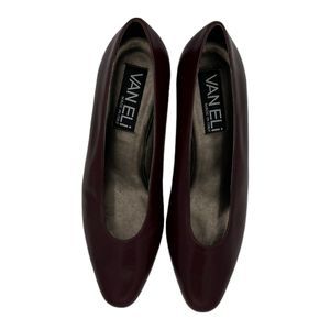 Vintage VANELi Pumps Made In Italy Women Size 7 - 100% Leather Red Plum Heels